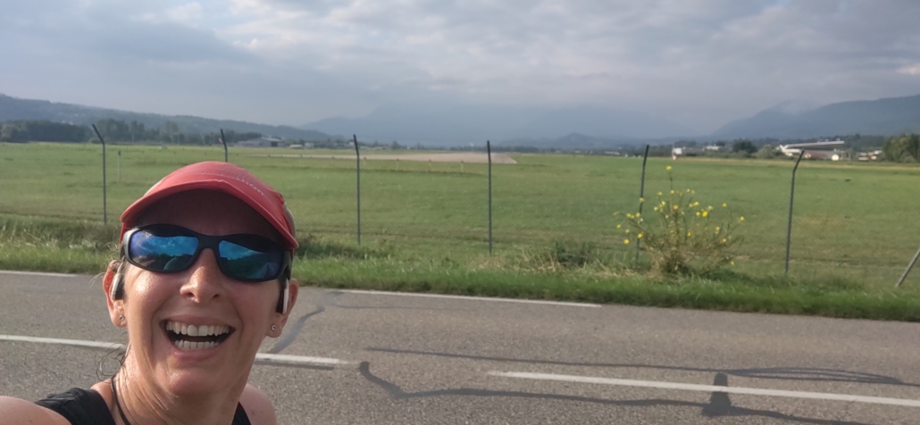 Running past Chambery runway in France