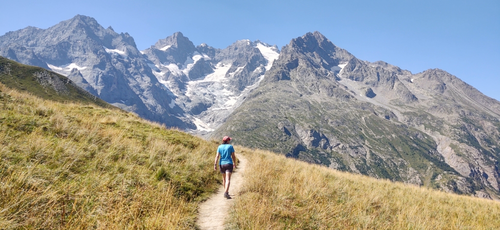 There's an easy path from the Col du Lautaret with magnificent views of the Massif des Écrins