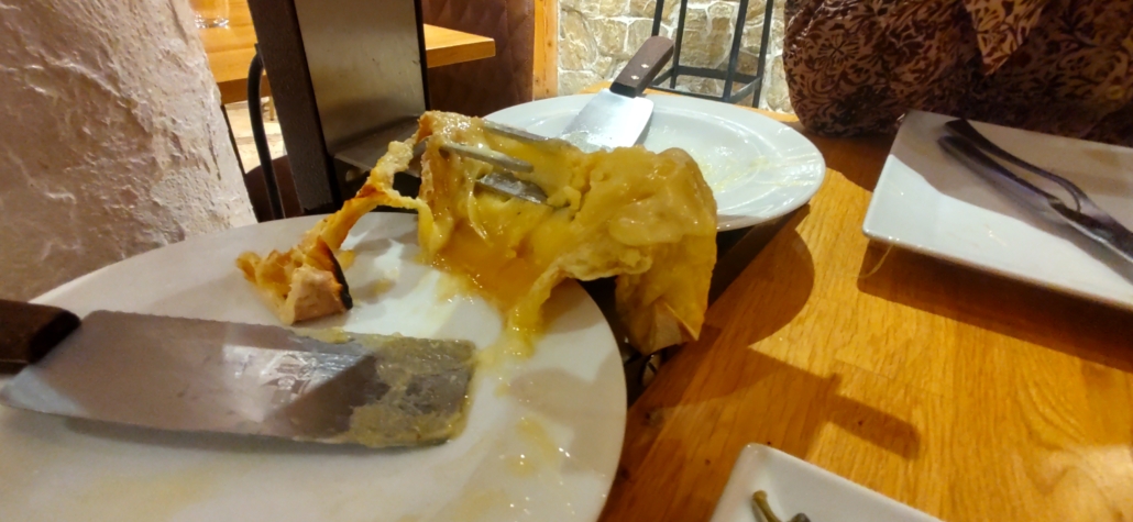 Badly melted raclette cheese