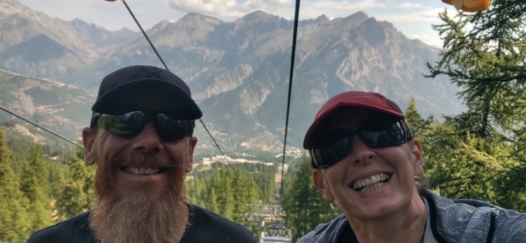 On a chairlift in Puy Saint Vincent France