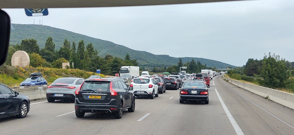 End of holiday traffic on the motorway - French motorways are usually really quiet