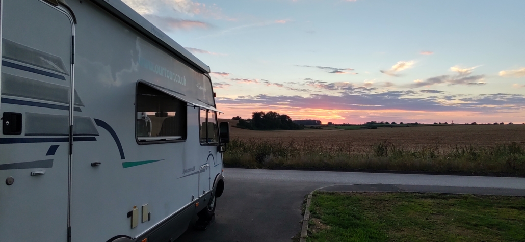 Sunset and motorhome