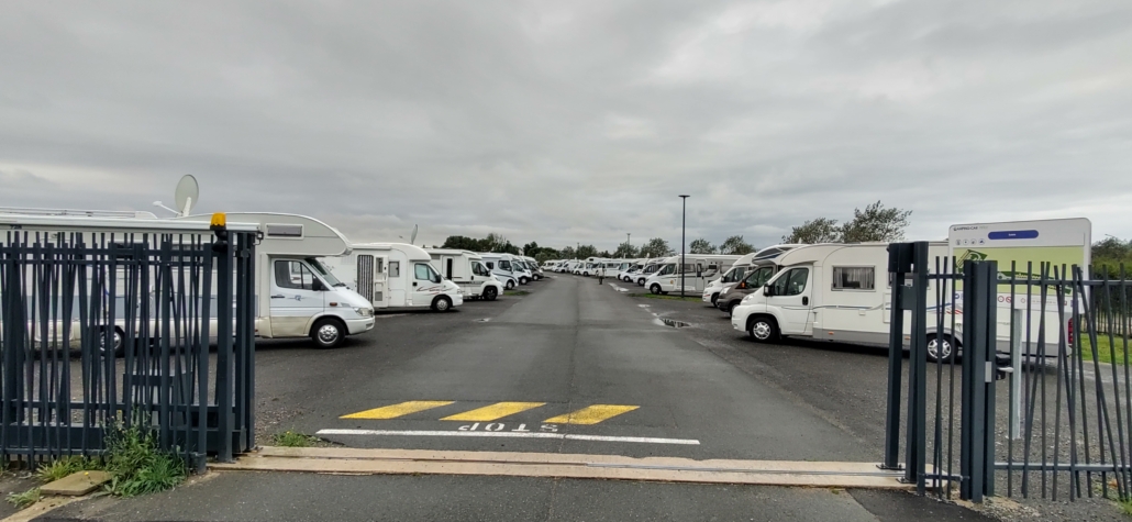 The Camping-Car Park Aire in Calais, over 100 motorhome spaces, most of which are taken