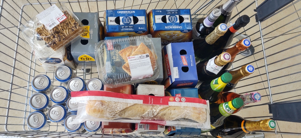 Trolly full of drink and French goodies from the Auchan supermarket in Calais