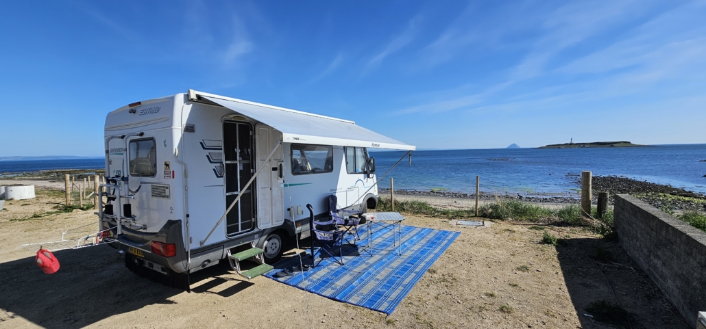 Motorhome pitch at Seal Shore Campsite when we arrived...