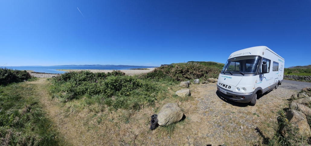 Motorhome parked by a beach