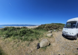 Motorhome parked by a beach