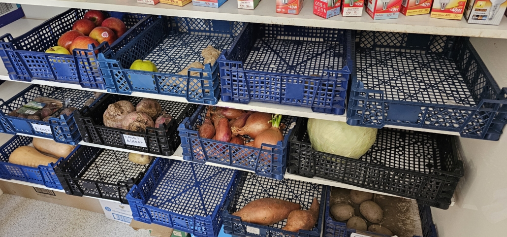 Fresh food in the Pirnmill PO on Arran. A bit fleeced.