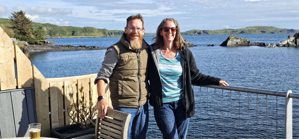 Us two at Oyster Bar & Restaurant located in the beautiful historic village of Ellenabeich, Easdale on the West Coast of Argyll