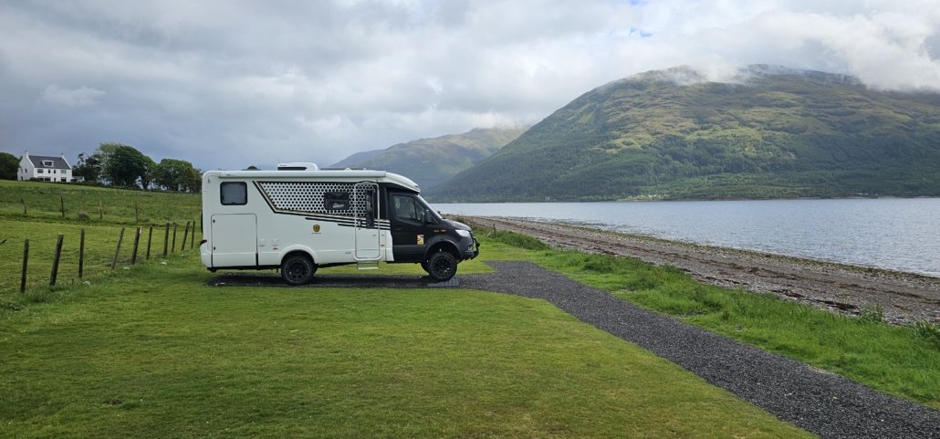 Hymer 4x4 motorhome loch Scotland