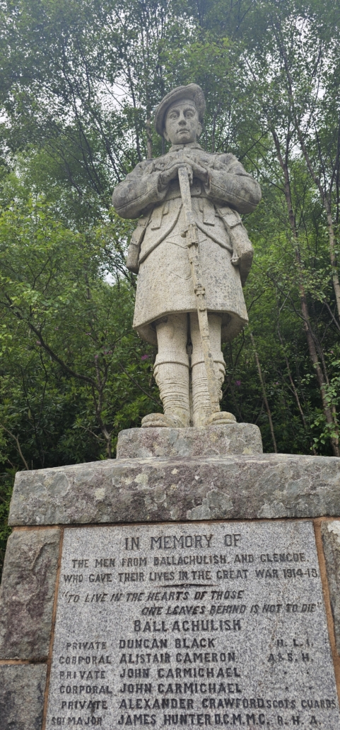 War memorial at Bellachulish. There are Carmichaels listed, Ju's dad and brother's clan.