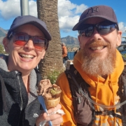 Two people eating ice creams