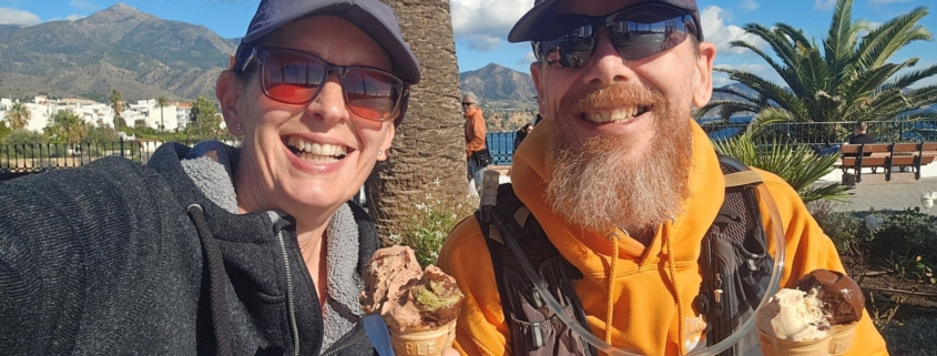 Two people eating ice creams