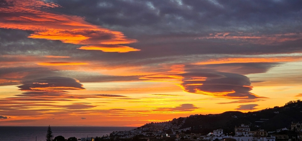 Lenticular clouds at sunset