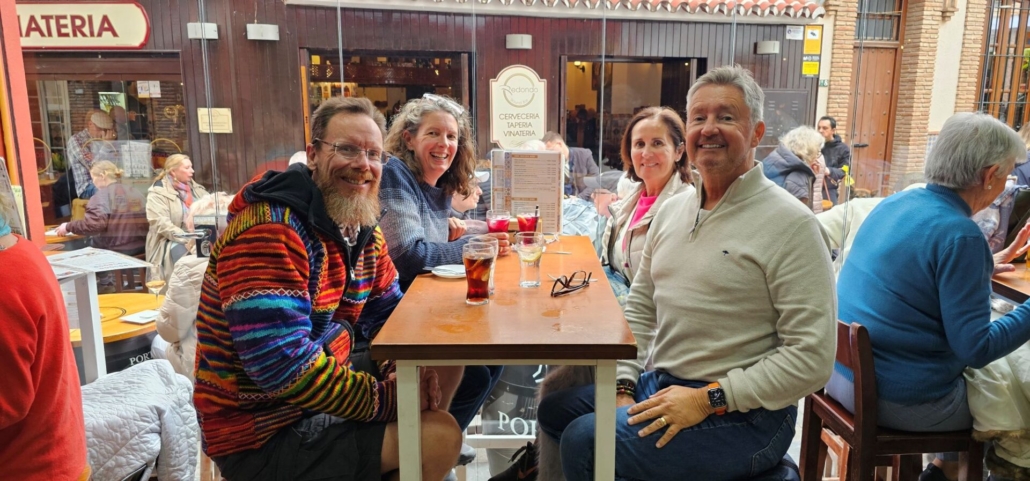 Four people in a bar in Spain